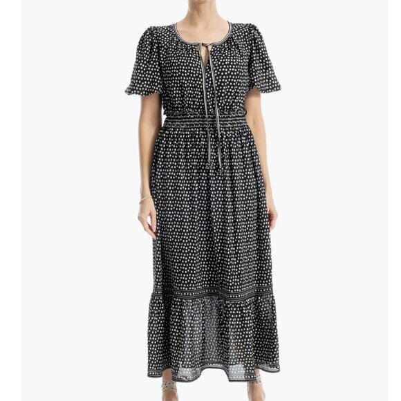 NWT Max Studio London Black/White Polka Dot Tiered Maxi Dress in Women's X-Large - Picture 5 of 16